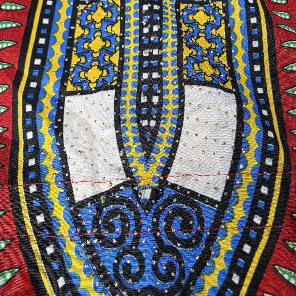 African Dashiki Maxi Dress Kaftan Caftan Red Tribal Print Boho Festival One Size - Picture 4 of 13